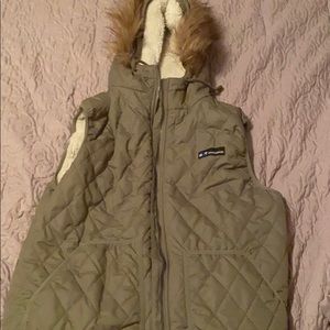 mountaineering sage green puffy vest